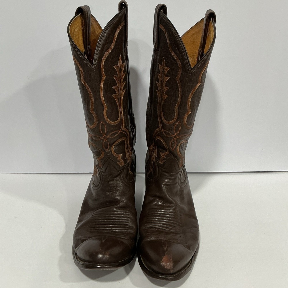 Tony Lama Men's Brown Leather Western Cowboy Boots Size 9.5D, Made In USA